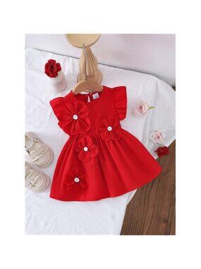 Children's Flower Ruffle Sleeve Dress